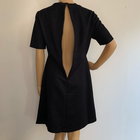 Ann Taylor navy blue textured fit & flare dress - Picture 7 of 8